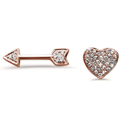 Muse Jewelry .07CT 14k Gold Heart & Arrow Stud Diamond Earrings