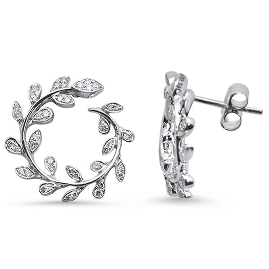 Muse Jewelry .34ct 14K White Gold Olive Leaf Round Modern Diamond Earrings