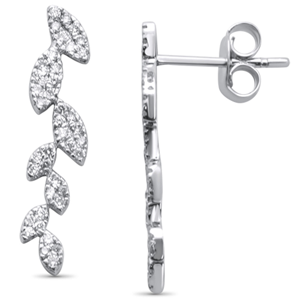 Muse Jewelry .34ct 14K White Gold Leaf Drop Diamond Earrings