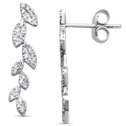 Muse Jewelry .34ct 14K White Gold Leaf Drop Diamond Earrings