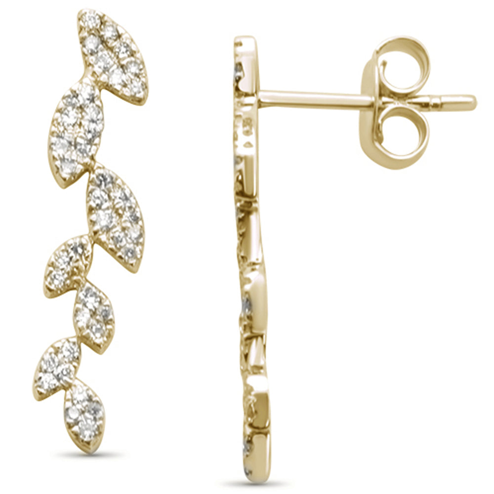 Muse Jewelry .33ct 14k Yellow Gold Leaf Drop Diamond Earrings