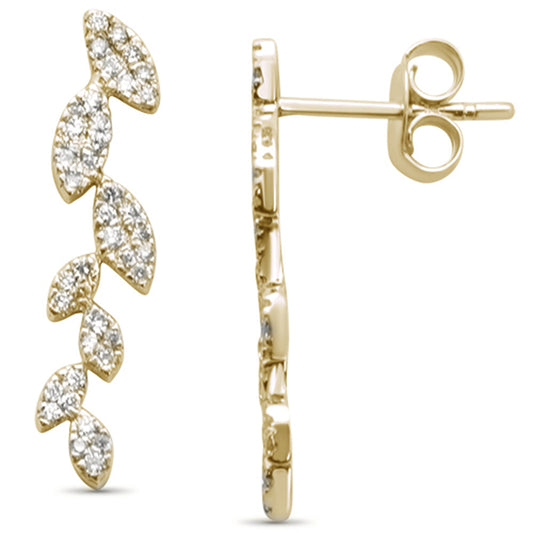 Muse Jewelry .33ct 14k Yellow Gold Leaf Drop Diamond Earrings
