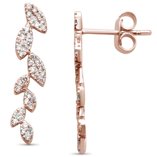 Muse Jewelry .34ct 14K Rose Gold Leaf Drop Diamond Earrings