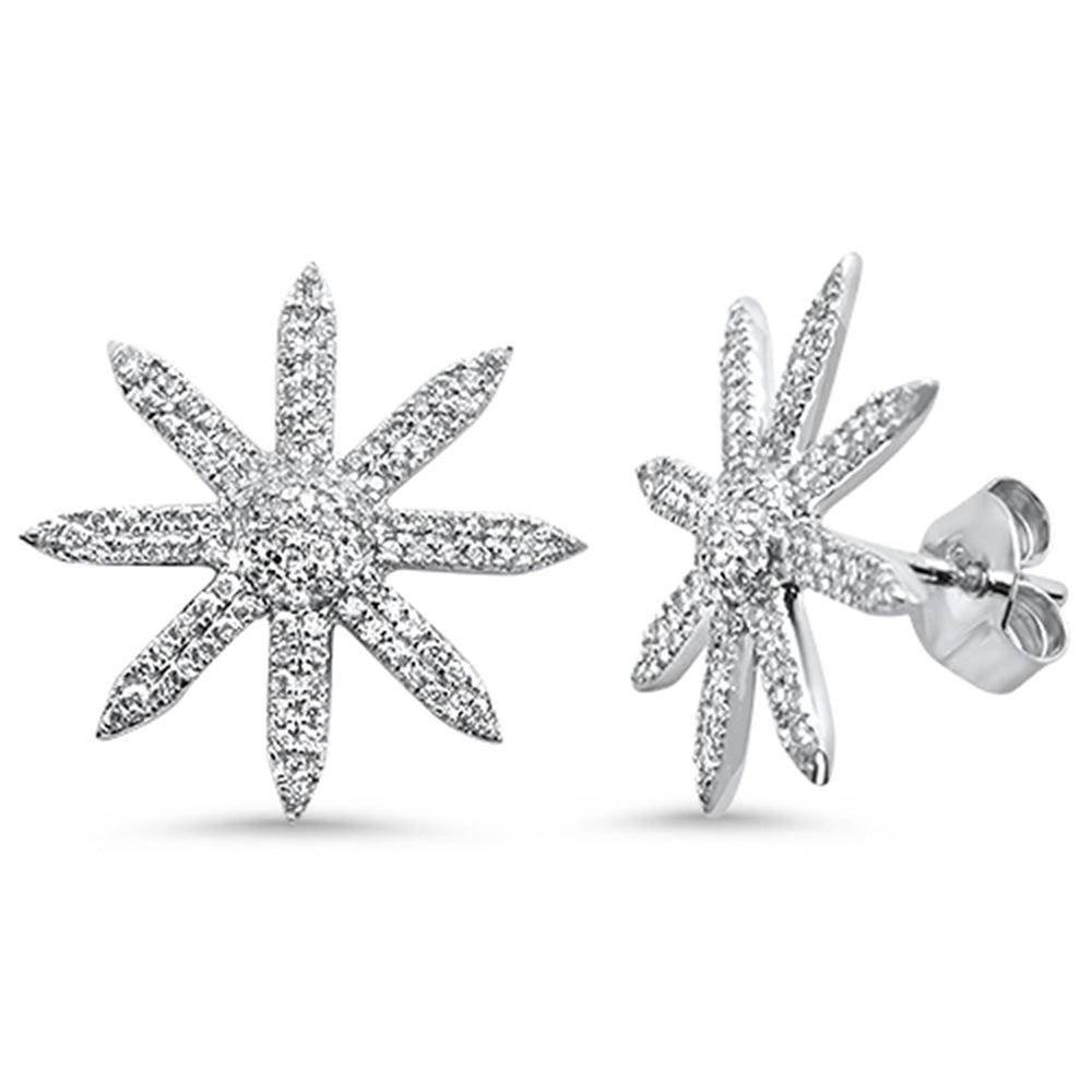 Muse Jewelry .39ct 14K White Gold Starburst Modern Diamond Earrings
