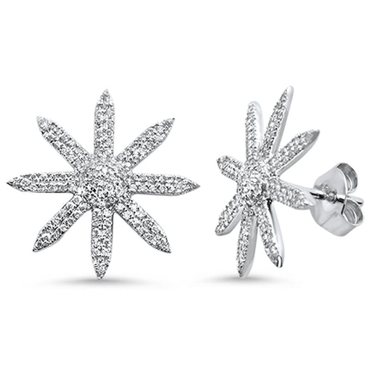 Muse Jewelry .39ct 14K White Gold Starburst Modern Diamond Earrings