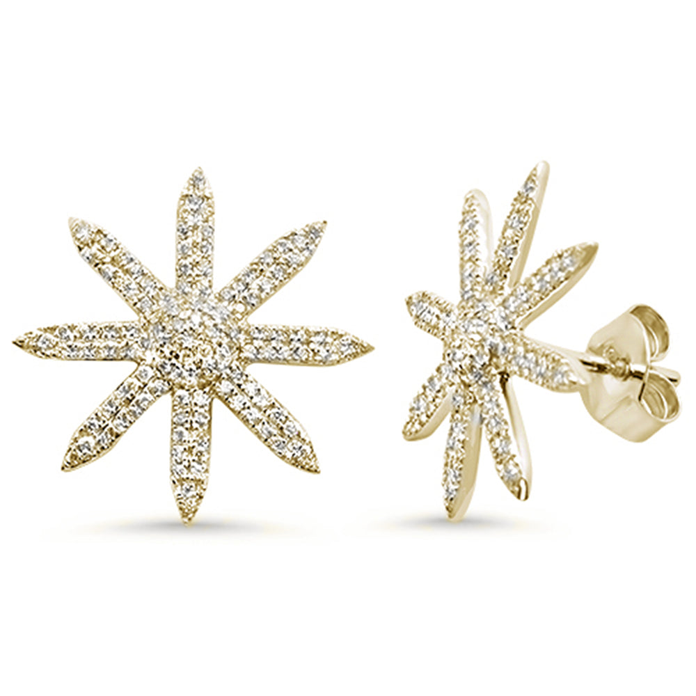 Muse Jewelry .38ct 14K Yellow Gold Starburst Modern Diamond Earrings