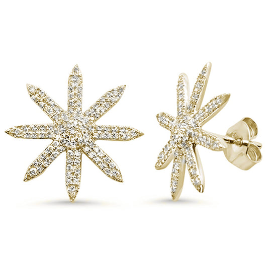 Muse Jewelry .38ct 14K Yellow Gold Starburst Modern Diamond Earrings