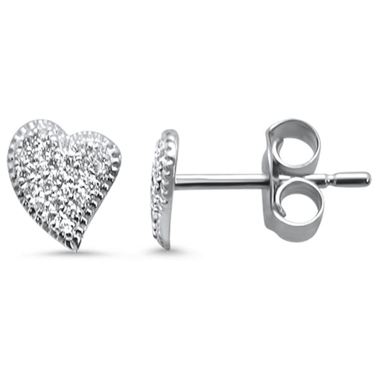 Muse Jewelry .10ct 14K White Gold Pave Heart Modern Diamond Earrings