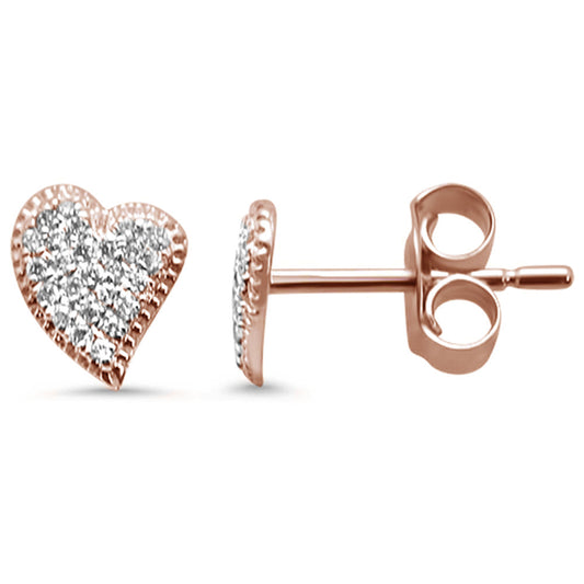 Muse Jewelry .08ct 14K Rose Gold Pave Heart Modern Diamond Earrings