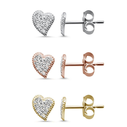 Muse Jewelry .10ct 14KT Gold Pave Heart Modern Diamond Earrings