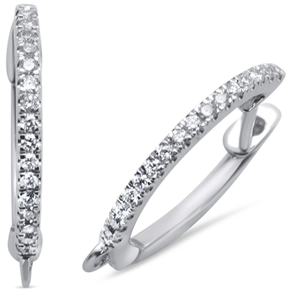 Muse Jewelry .18ct 14K White Gold Hoop Huggie Diamond Earrings