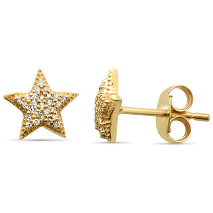 Muse Jewelry .09ct 14KT Gold Trendy Micro Pave Star Diamond Stud Earrings