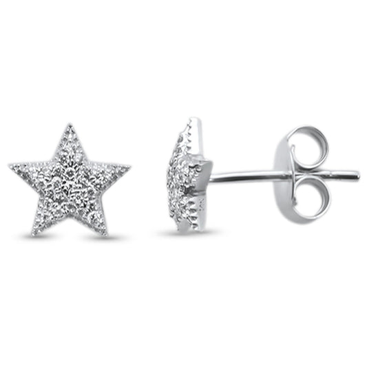 Muse Jewelry .17ct 14KT White Gold Trendy Micro Pave Star Diamond Stud Earrings