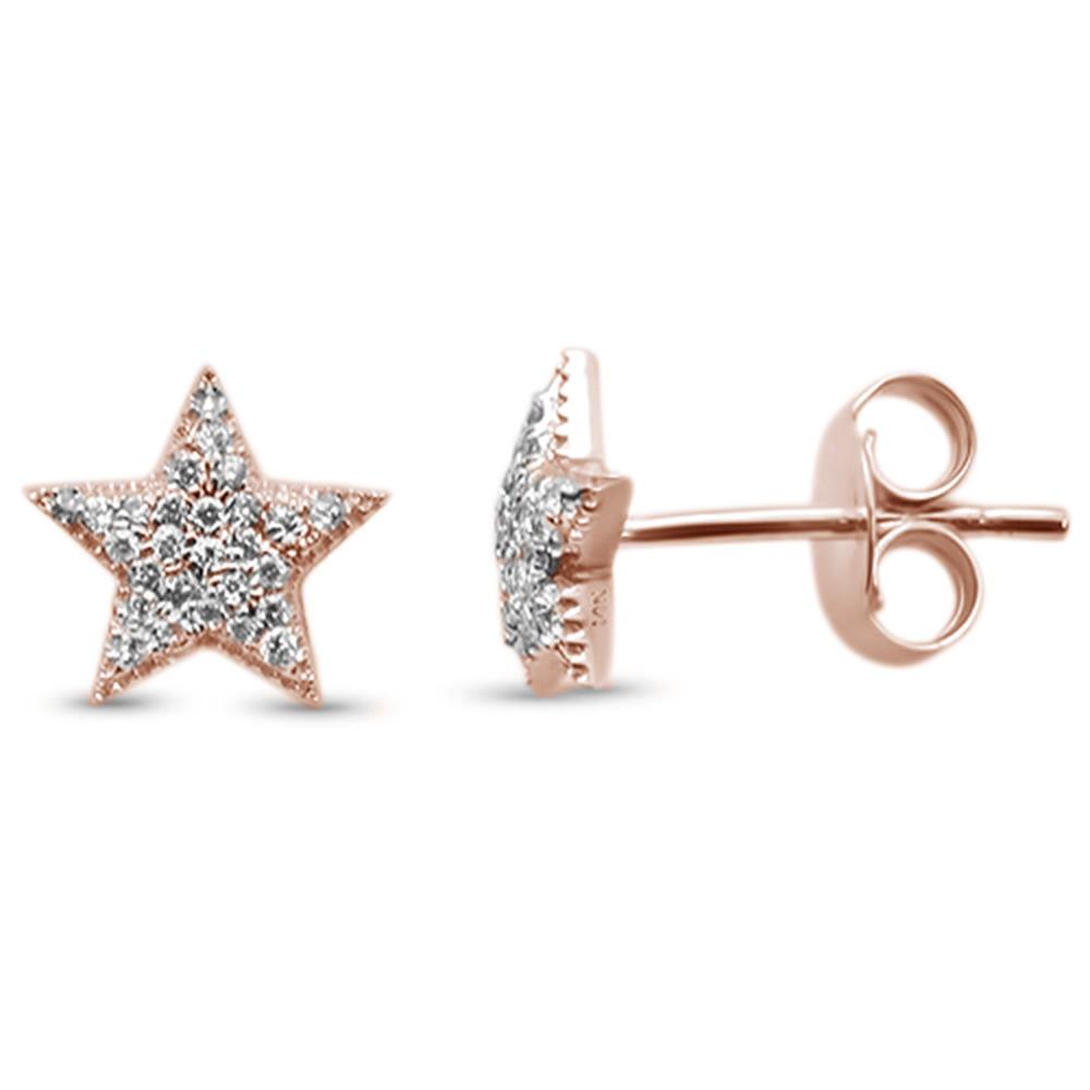 Muse Jewelry .09ct 14KT Gold Trendy Micro Pave Star Diamond Stud Earrings