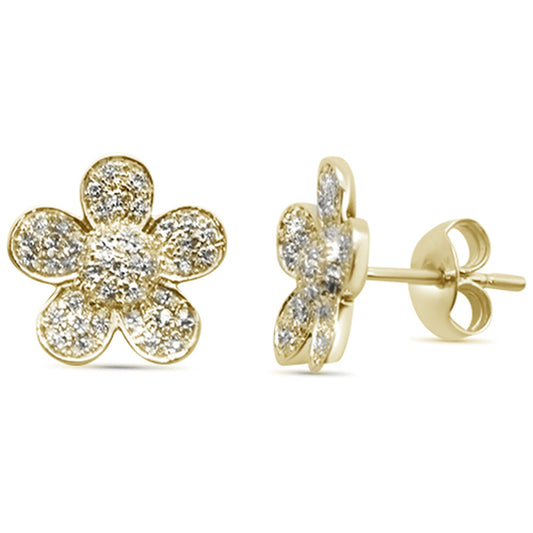 Muse Jewelry .37ct 14K Yellow Gold Modern Flower Diamond Earrings