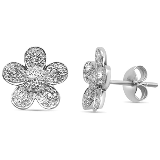 Muse Jewelry .36ct 14K White Gold Modern Flower Diamond Earrings