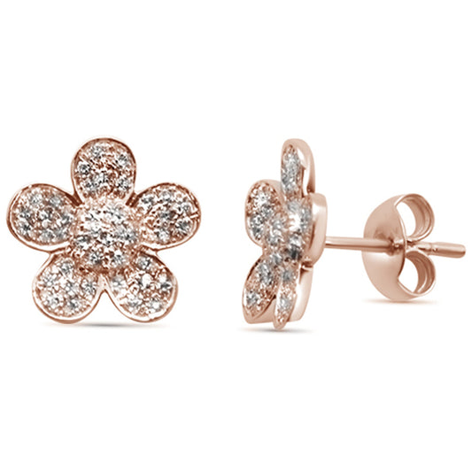 Muse Jewelry .29ct 14K Rose Gold Modern Flower Diamond Earrings