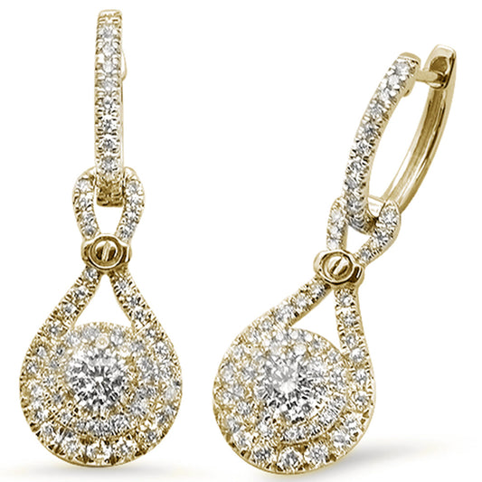 Muse Jewelry 1.06ct 14K Yellow Gold Round Diamond Teardrop Shaped Earrings