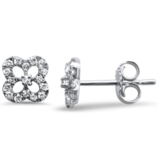 Muse Jewelry .18ct 14k White Gold Cute Clover Diamond Earrings