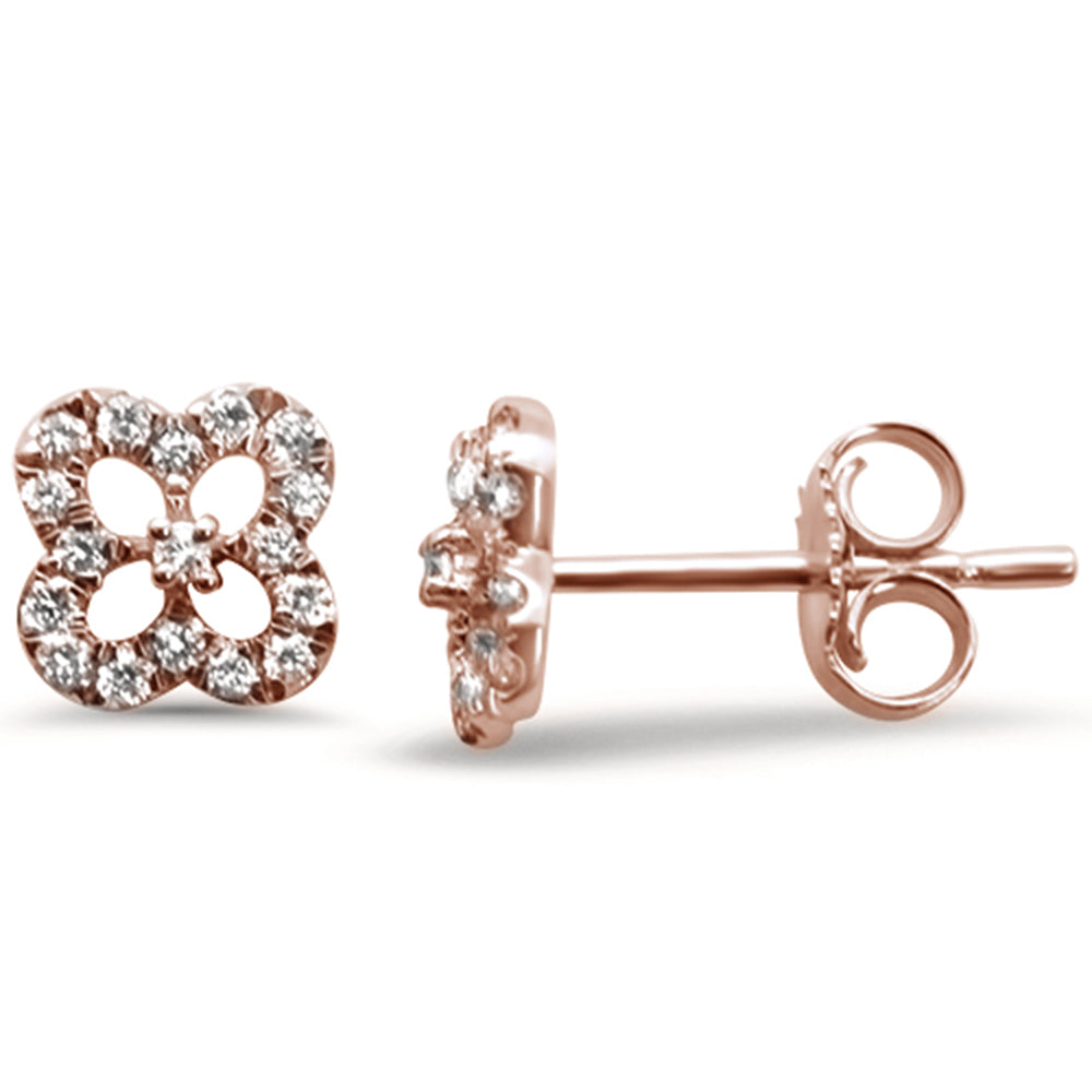 Muse Jewelry .17ct 14K Rose Gold Cute Clover Diamond Earrings