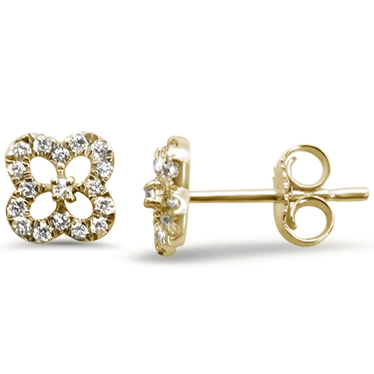 Muse Jewelry .16ct 14k Yellow Gold Cute Clover Diamond Earrings