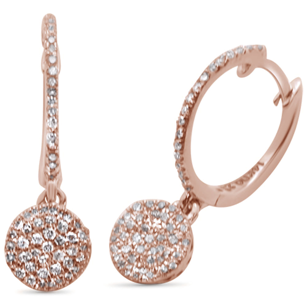 Muse Jewelry .19ct 14K Rose Gold Round Drop Dangle Diamond Earrings