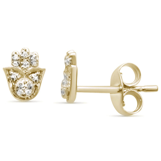 Muse Jewelry .05ct 14K Yellow Gold Diamond Hand of Hamsa Stud Earrings