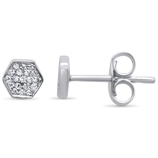 Muse Jewelry .06ct 14k White Gold Hexagon Shaped Diamond Stud Earrings