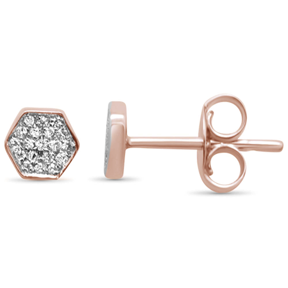 Muse Jewelry .07ct G SI 14K Rose Gold Trendy Diamond Hexagon Shaped Earrings