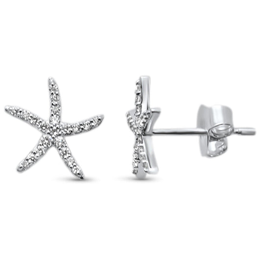 Muse Jewelry .17ct 14KT White Gold Trendy Starfish Diamond Stud Earrings