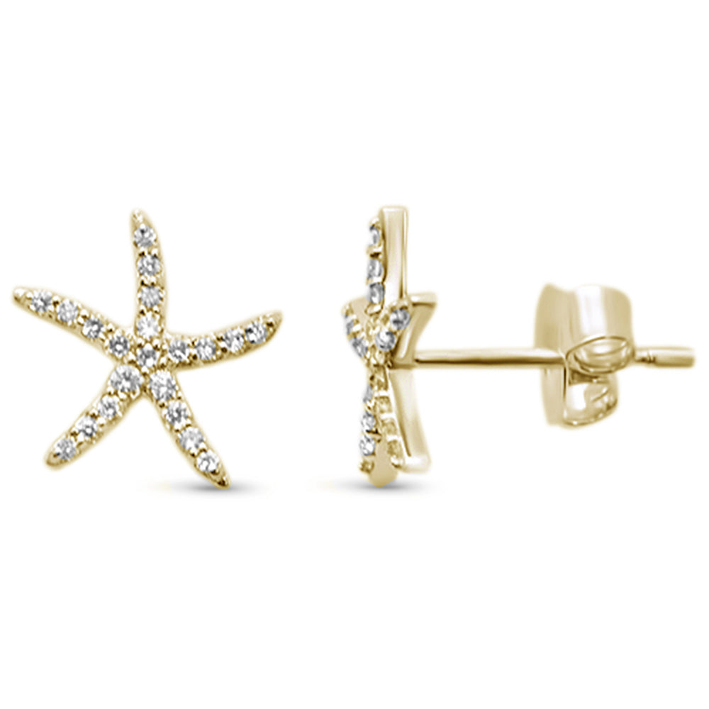 Muse Jewelry .14ct 14KT Yellow Gold Trendy Starfish Diamond Stud Earrings