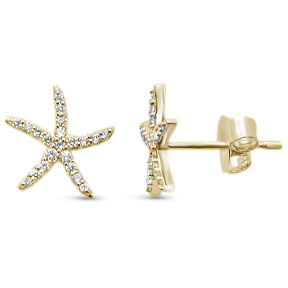 Muse Jewelry .18ct 14KT Gold Trendy Starfish Diamond Stud Earrings