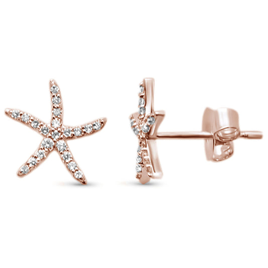 Muse Jewelry .19ct 14KT Rose Gold Trendy Starfish Diamond Stud Earrings