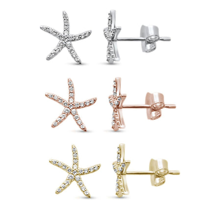 Muse Jewelry .18ct 14KT Gold Trendy Starfish Diamond Stud Earrings