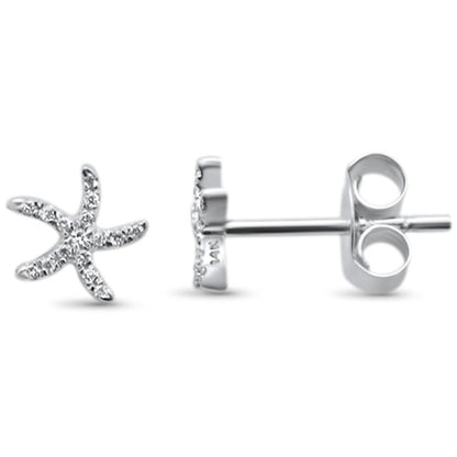 Muse Jewelry .07ct 14KT Gold Starfish Trendy Diamond Stud Earrings