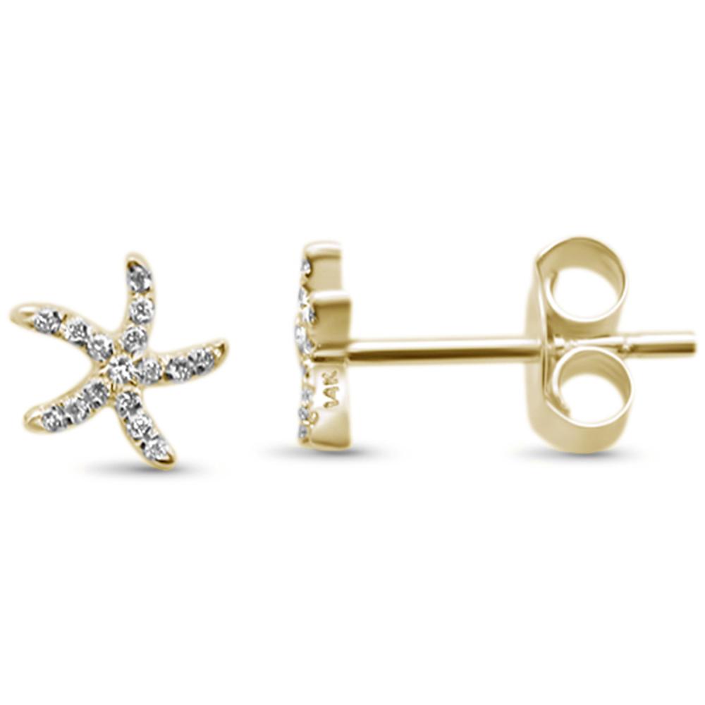 Muse Jewelry .07ct 14KT Gold Starfish Trendy Diamond Stud Earrings