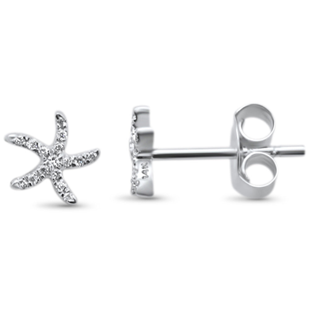 Muse Jewelry .06ct 14KT White Gold Starfish Trendy Diamond Stud Earrings