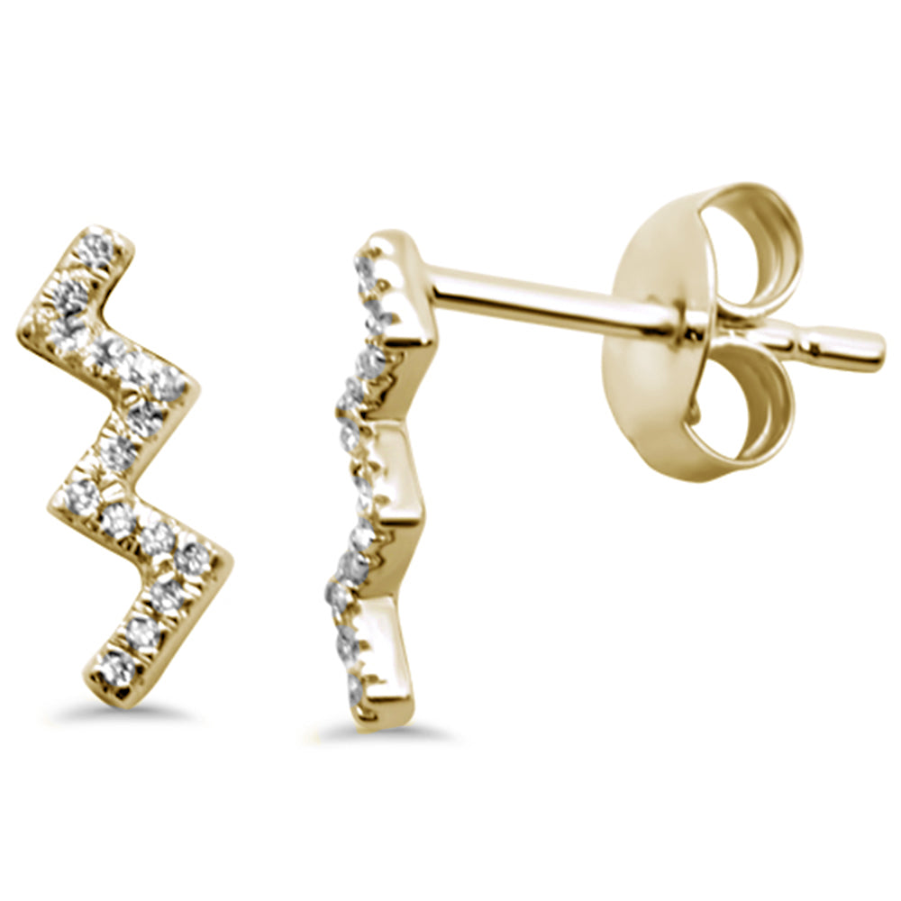 Muse Jewelry .05ct 14KT Yellow Gold Trendy Zig Zag Diamond Stud Earrings