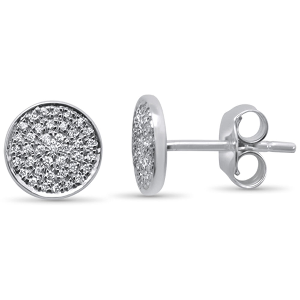 Muse Jewelry .13ct 14KT White Gold Pave Round Circle Disc Diamond Stud Earrings