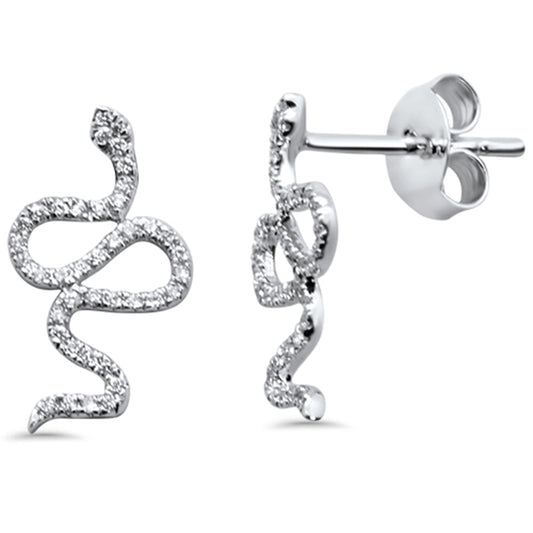 Muse Jewelry .13ct 14KT White Gold Trendy Serpent Snake Diamond Earrings