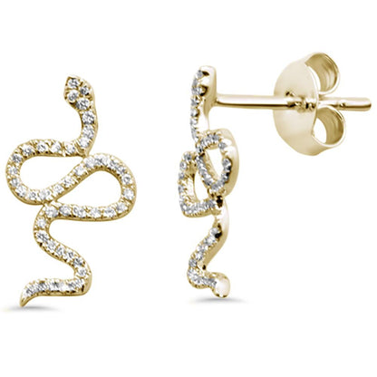 Muse Jewelry .13ct 14KT Gold Trendy Serpent Snake Diamond Earrings