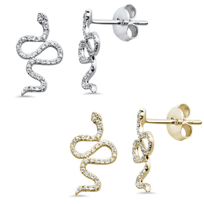 Muse Jewelry .13ct 14KT Gold Trendy Serpent Snake Diamond Earrings