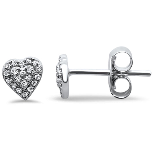 Muse Jewelry .13ct 14KT White Gold Heart Stud Diamond Earrings