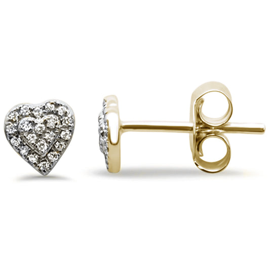 Muse Jewelry .13ct 14K Yellow Gold Heart Stud Diamond Earrings