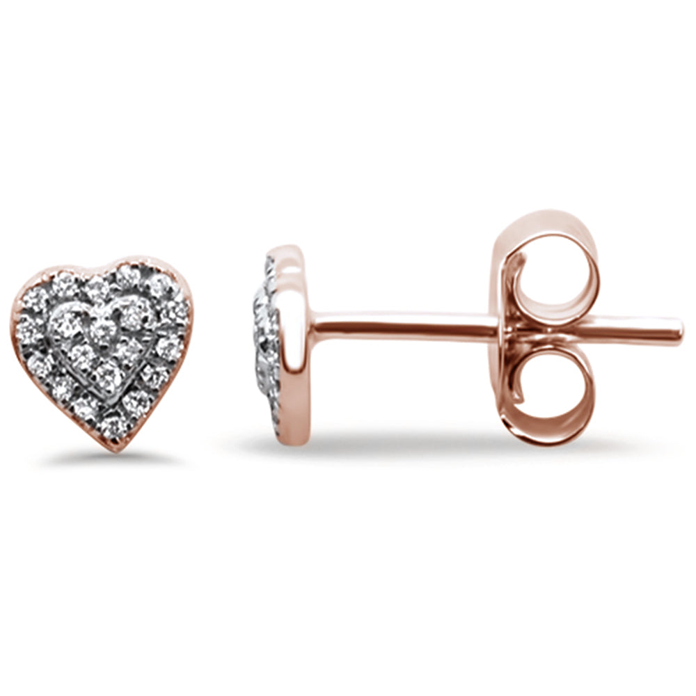 Muse Jewelry .13ct 14K Rose Gold Heart Stud Diamond Earrings