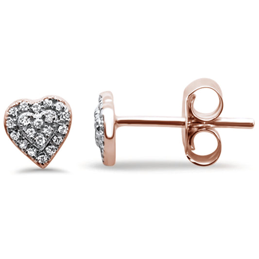 Muse Jewelry .13ct 14K Rose Gold Heart Stud Diamond Earrings