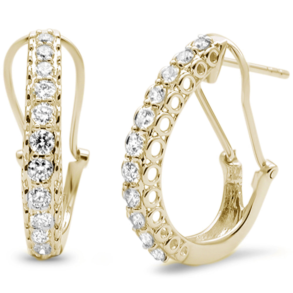 Muse Jewelry .98ct F SI 14KT Yellow Gold Diamond J Hoop Huggie Earrings