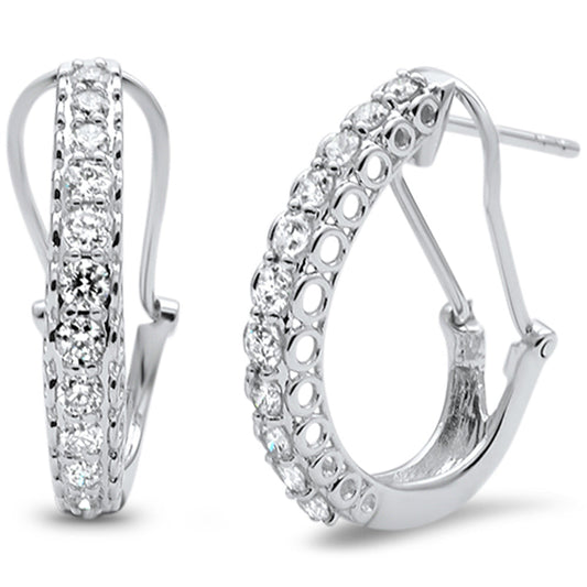 Muse Jewelry 1.01ct F SI 14kt White Gold Diamond J Hoop Huggie Earrings