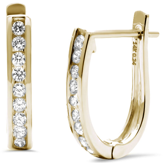 Muse Jewelry .26ct G SI 14K Yellow Gold Round Diamond J Hoop Earrings