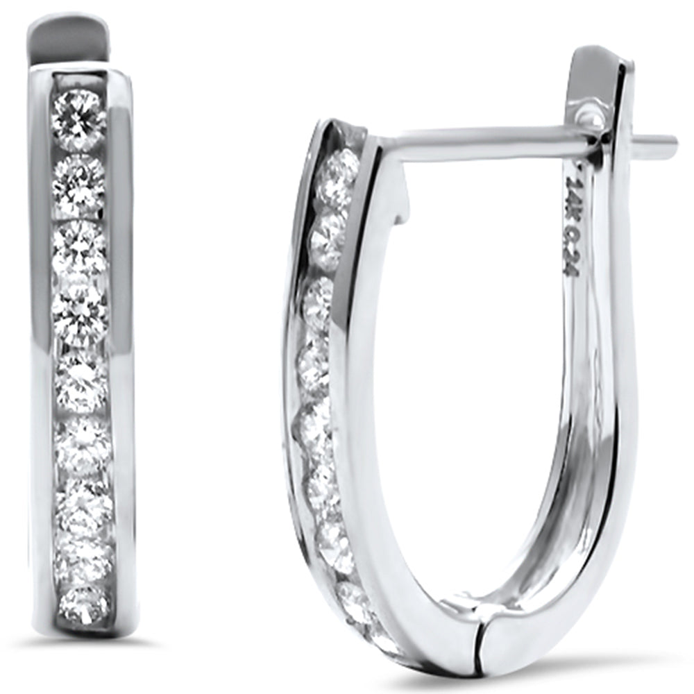 Muse Jewelry .18ct G SI 14K White Gold Round Diamond J Hoop Earrings